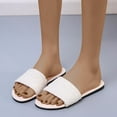 thumbnail image 2 of JeashCHAT Slip On Slide Sandals for Women Woman's One-line Sandals Flat Slippers Color Everything Matching Sandals (Beige), 2 of 8