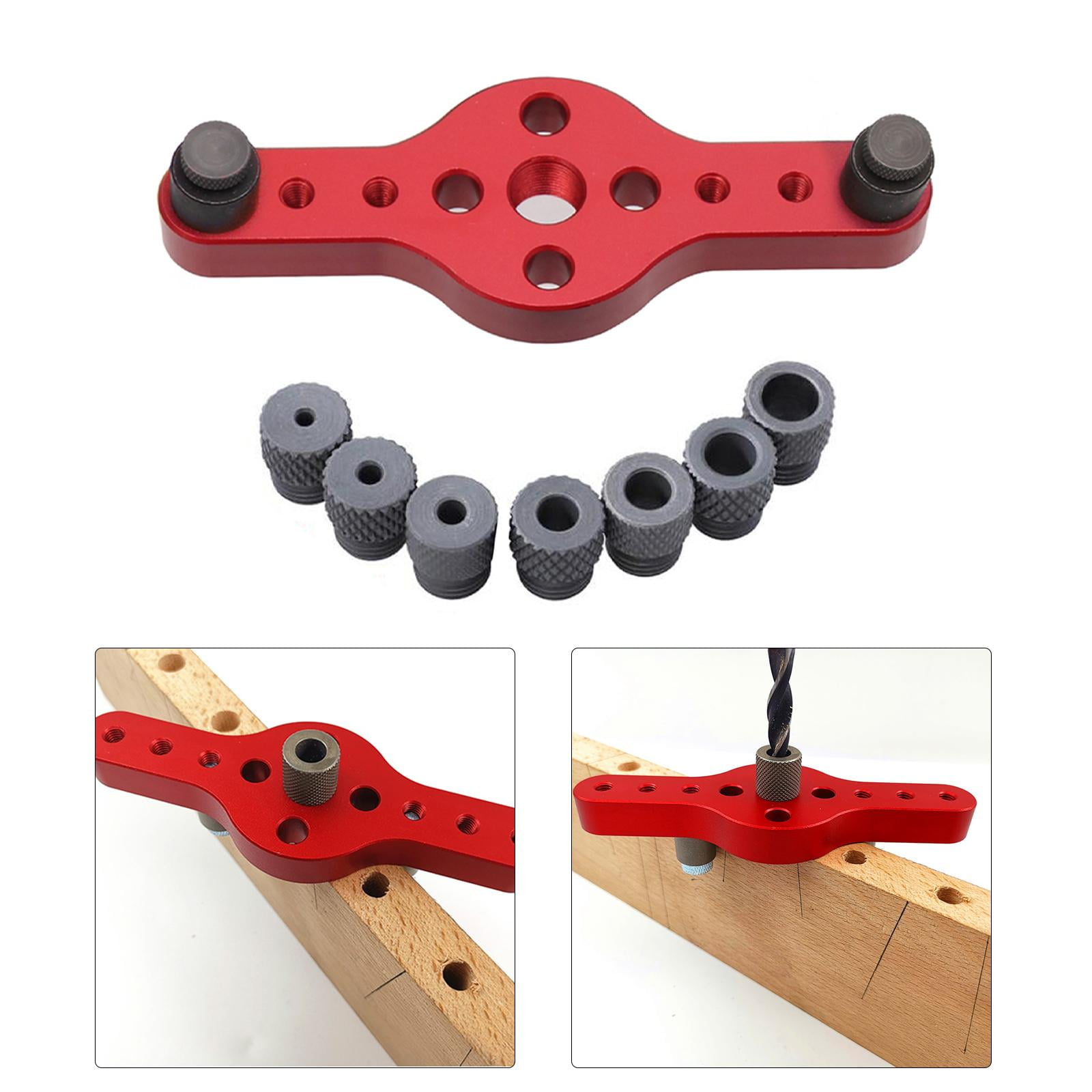 GUOOL Vertical Self Centering Dowel Jig Kit Woodworking Holing with 2-10mm Drill Bushings Dowelling Wood Vertical Hole Puncher with Drill Bushings , Red Type 2 (red)