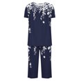 thumbnail image 5 of Nmnitkp Pajamas for Women Set Soft and Friendly Skin Womens Pajama Sets Short Sleeve Sleepwear Loose Casual Floral Pjs Set Capri Pants Lounge Sets with Pockets S-XXXL, 5 of 5