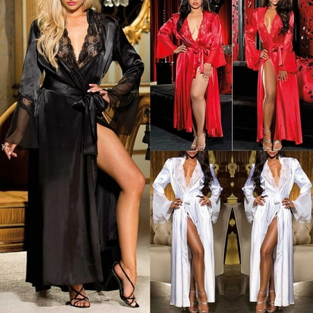 Multitrust Womens Bridesmaid Satin Robe Kimono Long Maxi Nightdress Sleepwear Dressing