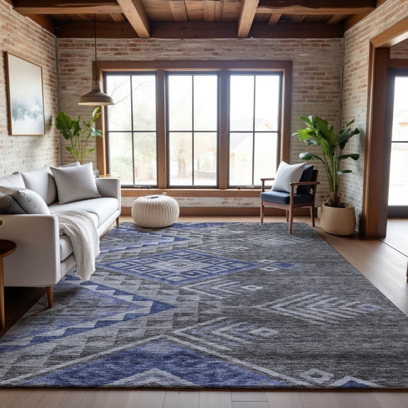 Addison Rugs Mayfield Premium Machine Washable Transitional Global Pewter Rectangle Rug, 10' x 14'