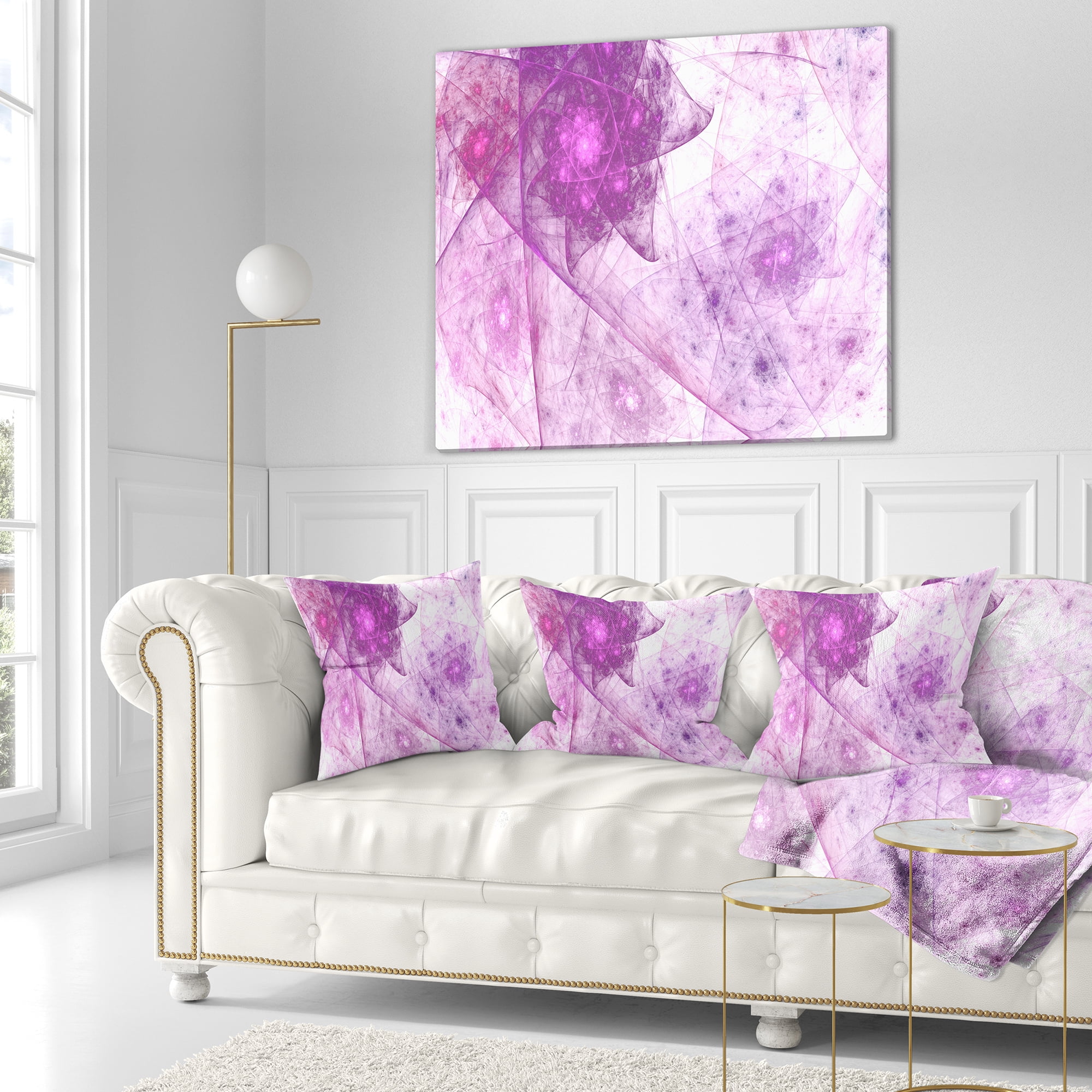 Designart Light Purple Rotating Polyhedron - Abstract Throw Pillow - 18x18