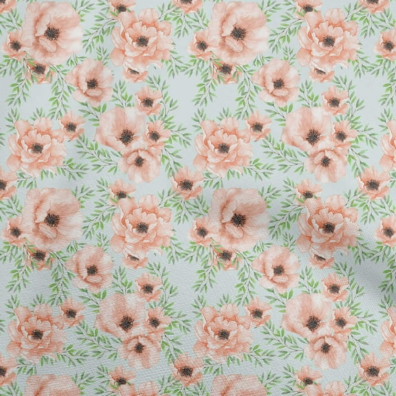 oneOone Polyester Spandex Dusty Teal Green Fabric Floral Craft Projects Decor Fabric Printed By The Yard 56 Inch Wide