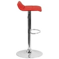 thumbnail image 6 of 2 Pack Red Vinyl Adjustable Height Barstool with Quilted Wave Seat and Chrome Base, 6 of 8