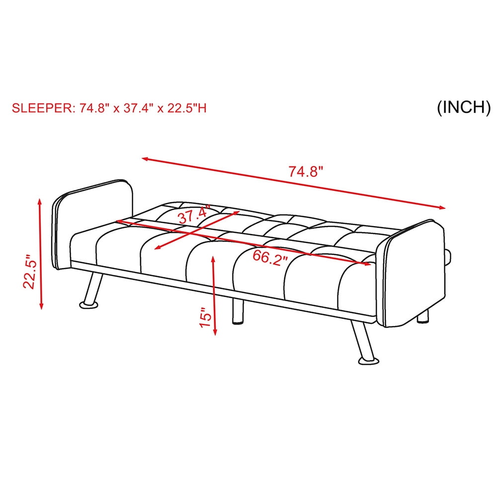 Kepooman Modern Futon Sofa Bed w/Armres and 2 Cup Holders for Small Spaces Living Room Bedroom, Light Gray Kepooman Modern Futon Sofa Bed w/Armres and 2 Cup Holders for Small Spaces Living Room Bedroom, Light Gray