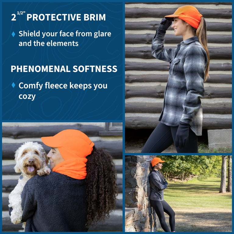 〽️Women\'s Orange Winter Reflective Fleece Ponytail Hat with Ear Warmers TrailHeads Women main image 3