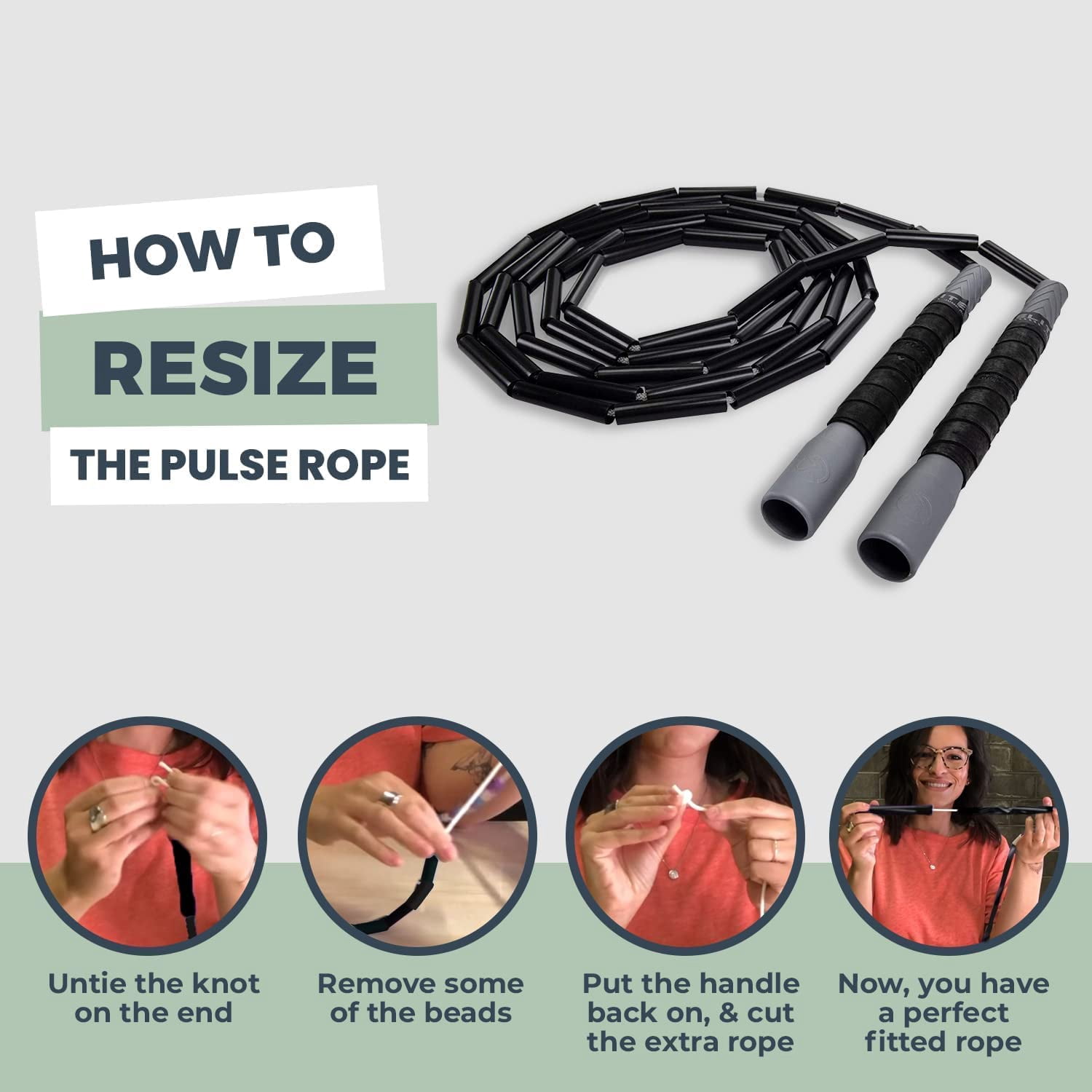 EliteSRS, Do Hard Things - Adjustable Beaded Jump Rope for Fitness - Black