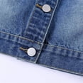 thumbnail image 5 of Tqcoqu Women's Lapel Distressed Washed Cropped Denim Jacket,Long Sleeve Button Down Trucker Coat,2026 Spring Fall Trendy Clothes,Dark Blue Women's S-XXL, 5 of 7