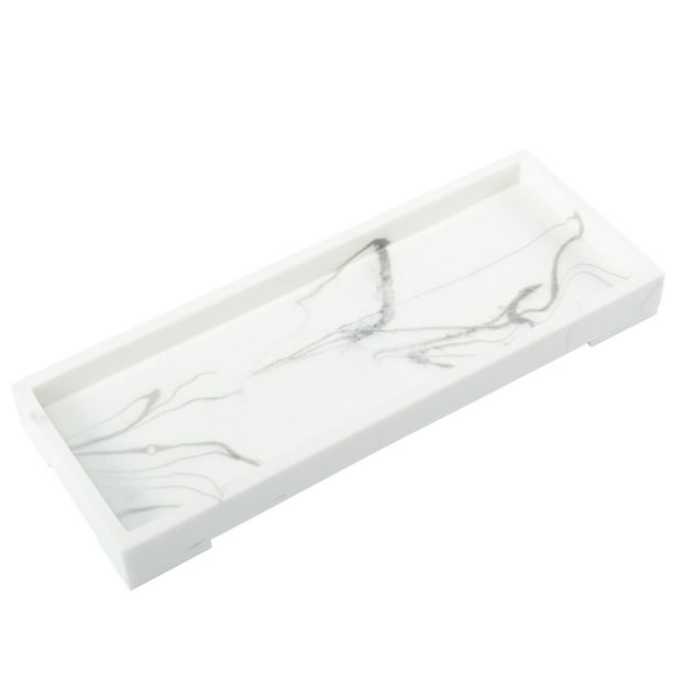 EeaseMX Bandejas de almacenamiento con diseño de mármol, bandejas de soporte para baño, bandeja para tanque de inodoro para el hogar, hotel (blanco)