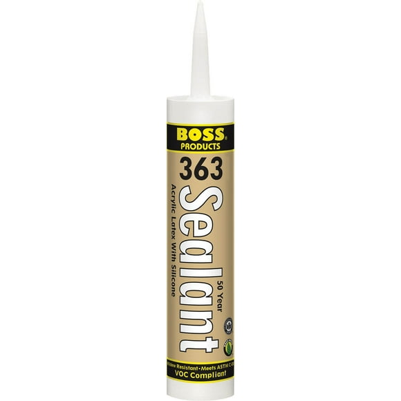 Accumetric Caulk Sealant 142297 BOSS 363; Acrylic Latex Caulk; Less Than 25 Minutes Tack Free Time; Paintable; Stone; 10.1 Ounce Tube; Single; Mildew Resistant And Water Resistant