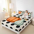 thumbnail image 4 of Homewish Hello Fall Twin Sheet Sets,Autumn Pumpkin Twin Fitted Sheet,Geometric Polka Dots Flat Sheet For Girls Kids,Breathable Home Decor,3 Pieces, 4 of 7