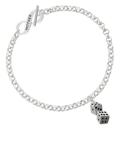 8 Silvertone Pair of Dice Faith Infinity Toggle Chain Bracelet