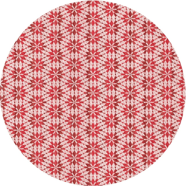 Ahgly Company Tapis Rond Lavable en Machine Intérieur Transitionnel Rose Profond, 4 Pieds Rond