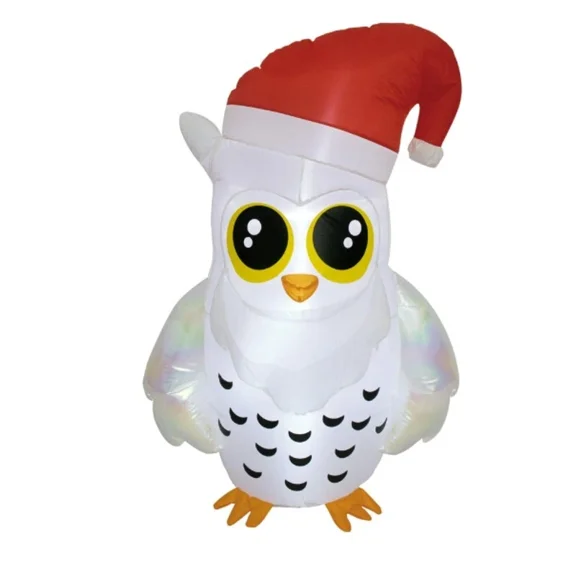 Whte Owl With Santa Hat Airblown Christmas Inflatable 3.5ft