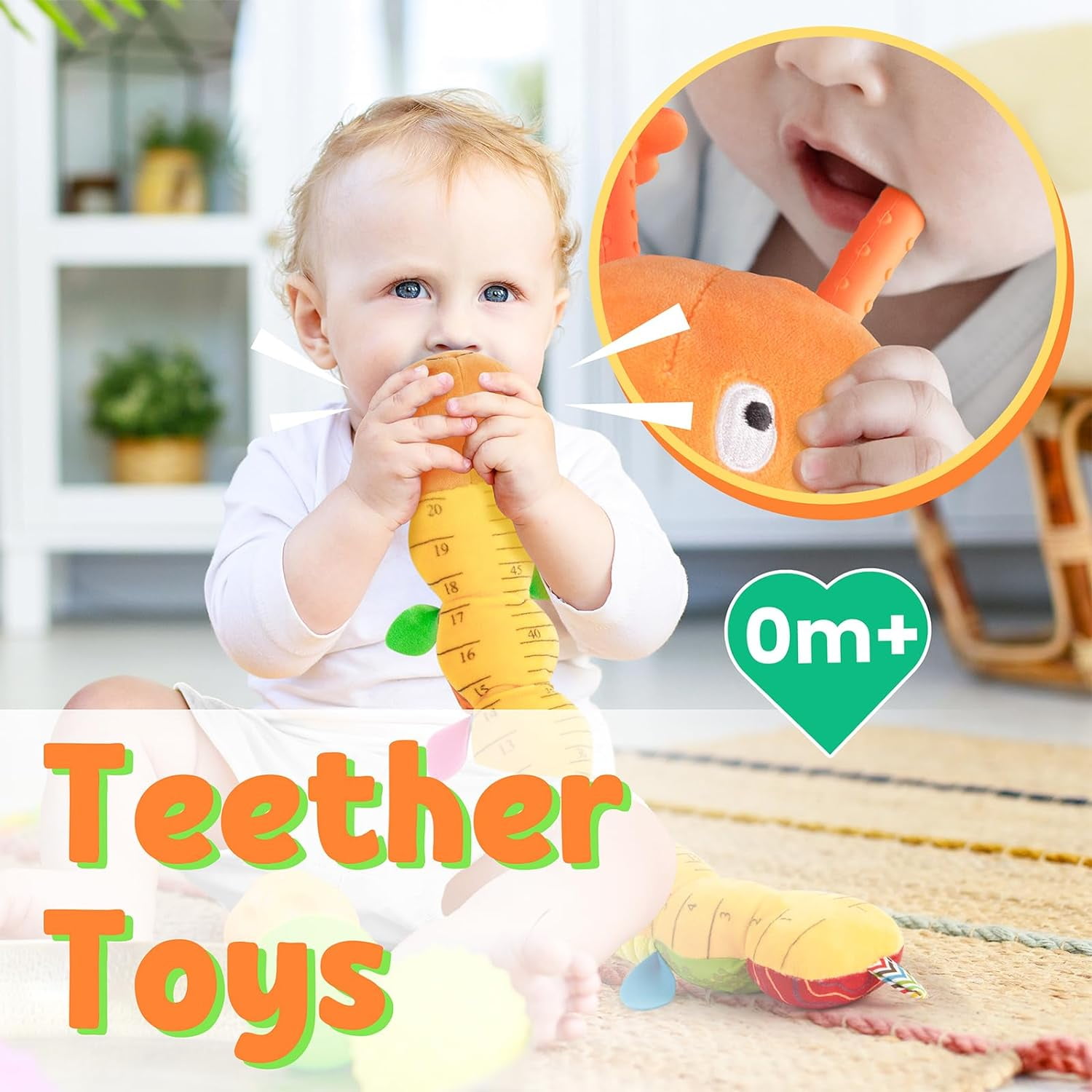 BTEPSGA Baby Toys Musical Caterpillar,Infant Toys Stuffed Animal Toys with Ruler Design and Ring Bell,Baby Teething Toys for Tummy Time Newborn Boys Girls 0 3 6 12 Months