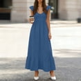 thumbnail image 2 of BUIGTTKLOP Womens Summer Casual Maxi Dresses Cap Sleeve V Neck Smocked Long Pockets Party Sundress Vacation Outfits, 2 of 6