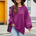 thumbnail image 2 of Prolriy Pulls pour Femmes, Mode Féminine Couleur Unie Bas Paresseux Col Rond Pull Tricoté Pulls pour Femmes Hauts pour Femmes Violet m, 2 of 6