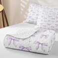 thumbnail image 4 of Erosebridal Cute Bows Bowtie Quilt Full For Kids,Cartoon Bowknot Print Full Bedspread Sets,Purple White,3-Piece, 4 of 7