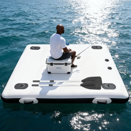 2*1.5m Dock Inflatable Fishing Boat Portable Inflatable Floating Platform 880lbs