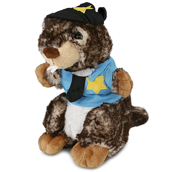 DolliBu Standing Marmot Police Officer Super Soft Plush Toy - Soft Standing Marmot Cop Stuffed Animal Dress Up with Cute Cop Uniform and Cap Outfit - 8.5 Inches