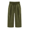 thumbnail image 5 of JUSLIO Womens with Pockets Elastic Waist, Everyday Casual Linen Capris, 5 of 5
