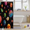 thumbnail image 3 of Manfei Cartoon Colorful Planets Shower Curtain 72Wx78L,Celestial Stars Dots Bath Curtain,Black, 3 of 5