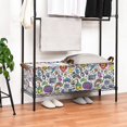 thumbnail image 3 of Yayeee Foldable Storage Basket for Shelves with Handles Set of 2 Waterproof Cloth Bins, White Doodle Pattern, 3 of 7