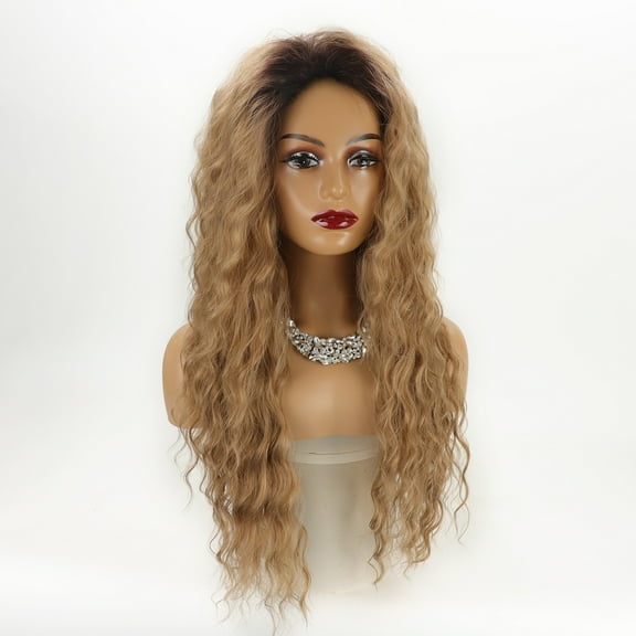 XmhyTop 26" Long Curly Fluffy Wig, Women’s Synthetic Hair Wig with Highlights, Voluminous Style for Party Looks, Daily Styling & Festive Occasions, Easy-to-Wear Full Wig, Light Brown