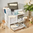 thumbnail image 2 of Organizador de escritorio QIYVLOS con 3 cajones y 5 compartimentos blanco, 2 of 7