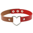 thumbnail image 1 of Collier Coloré Style Japonais Halloween Accessoire pour Femmes Ras-de-Cou en Cuir Chaîne Tour de Cou Ajustable Ras-de-Cou Cœur Scintillant Rouge + Café Clair, 1 of 8