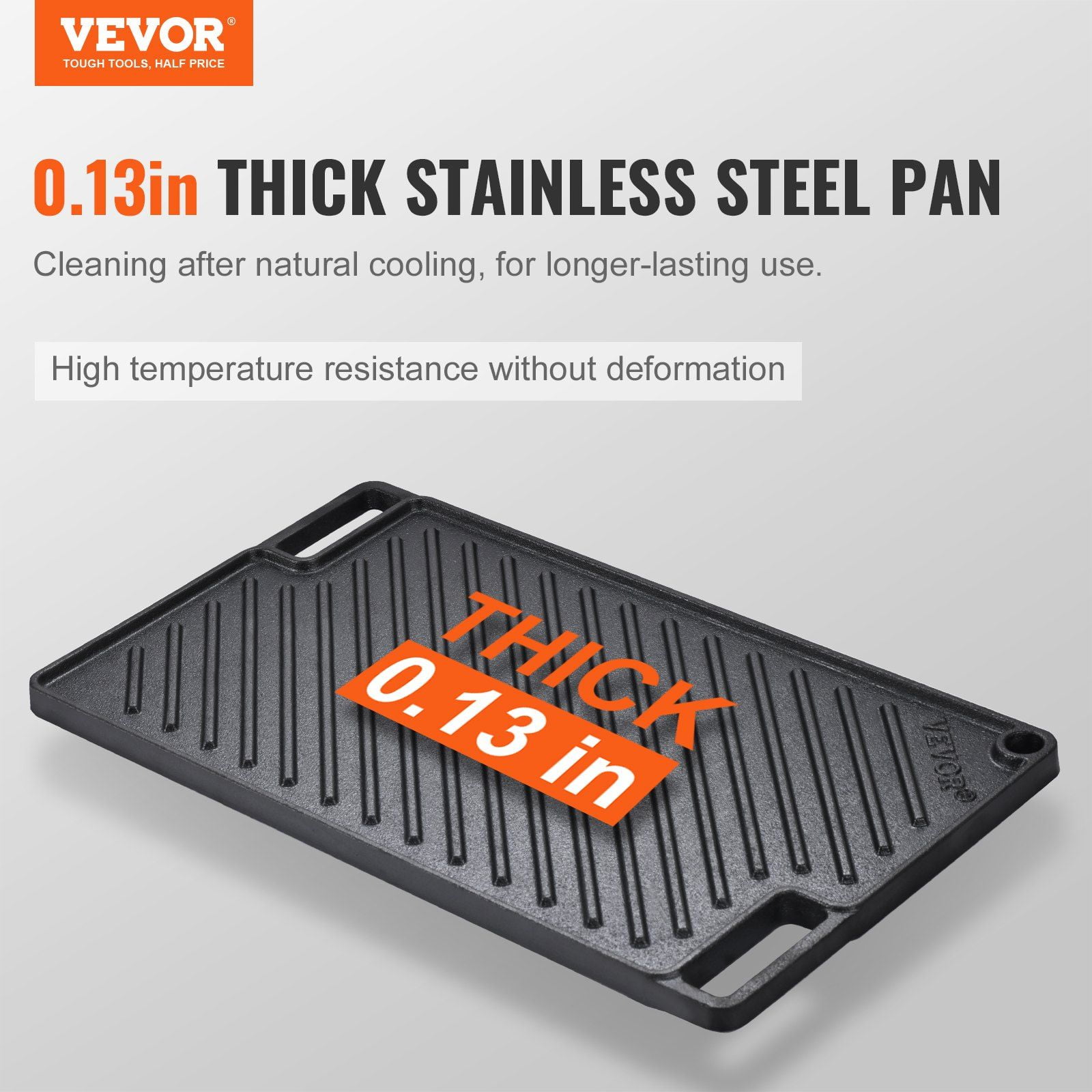Rectangular Cast Iron Griddle, 9.7"x16.7" Reversible Grill & Flat Top Pan, Pre-Seasoned Non-Stick Double Burner Cookware for BBQ, Gas Grill & Stovetop