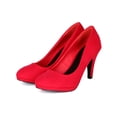 thumbnail image 5 of Qupid BE64 Suede Women Platform Mid Heel Stiletto Pump, 5 of 5