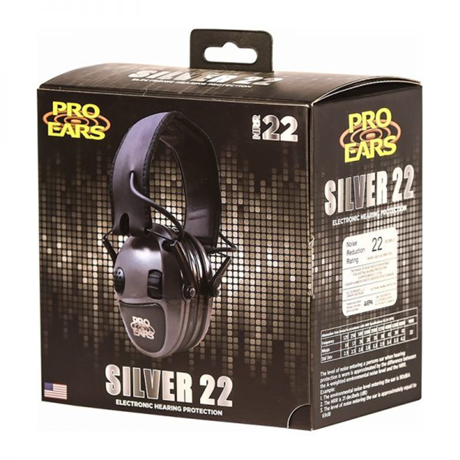 Pro Ears Silver 22 Electronic Ear Muffs, 22 dB NRR Hearing Protection, Low Profile, Gray