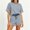 Blue women striped two piece set a1, variant on Women Striped Two Piece Set Round Neck Short Sleeve Tshirt Elastic Waisted Shorts Casual Lounge Matching Outfits Summer Travel Vacation Tracksuit, Green 2XL