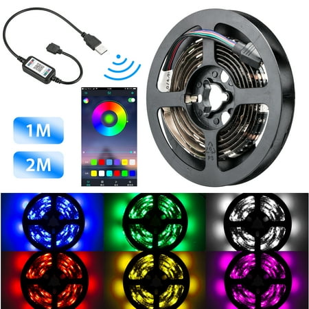 TSV 3.3Ft / 6.6Ft 5050 SMD RGB Multicolor LED Strip Light Music Mode Smart APP Bluetooth Controller USB