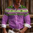 thumbnail image 1 of Camisas de moda para hombre estilo retro con estampado floral suaves cómodas rosas azules y verdes informales para exteriores para calle tallas grandes tallas europeas, 1 of 6