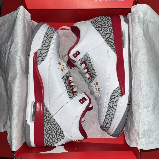 Ni - ke *NEW* Air Jordan 3 Retro GS 'Cardinal Red' Kid's shoe size 7Y SKU 398614-126