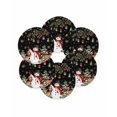 thumbnail image 7 of 13 Inch Round Placemats Set of 6, Black Christmas Snowman Non Slip Heat Insulation PP Table Mats, Xmas Snowflake Elk Tree Balls Washable Place Mats for Kitchen Dining Party Table Decor, 7 of 7