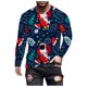 thumbnail image 5 of Blusa informal de manga larga con cuello redondo y estampado navideño para hombre Pompotops oipoqjl2431, 5 of 5
