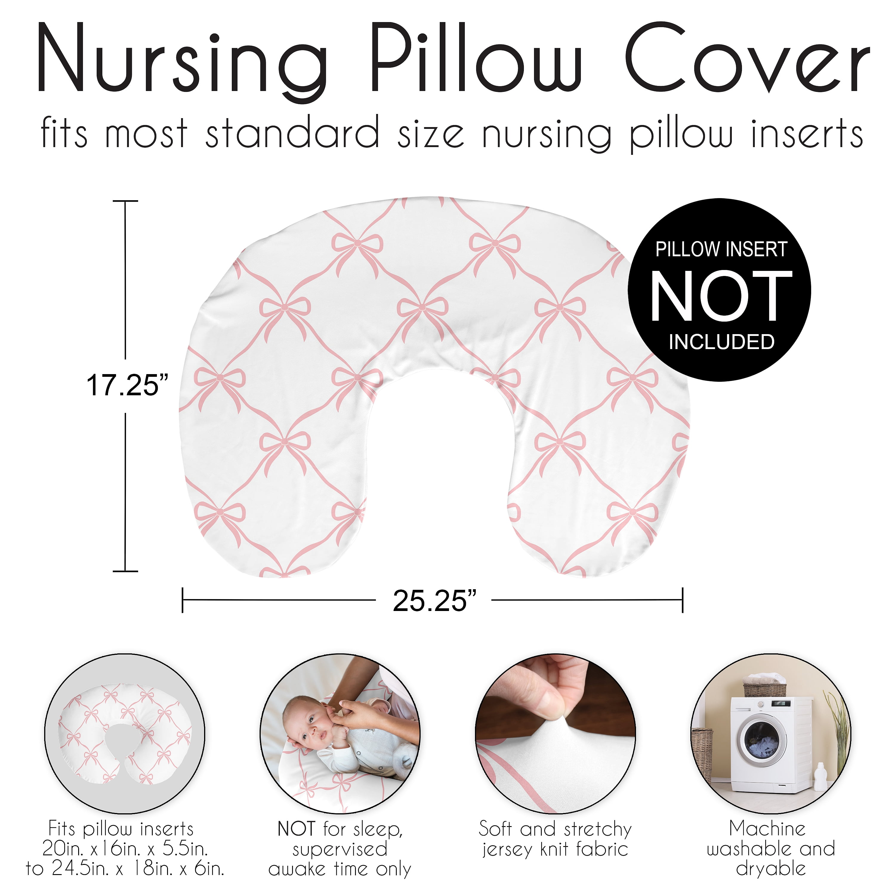 Sweet Jojo Designs Ballerina and Ballet Bows Girl Nursing Pillow Cover Case (Pillow Not Included)