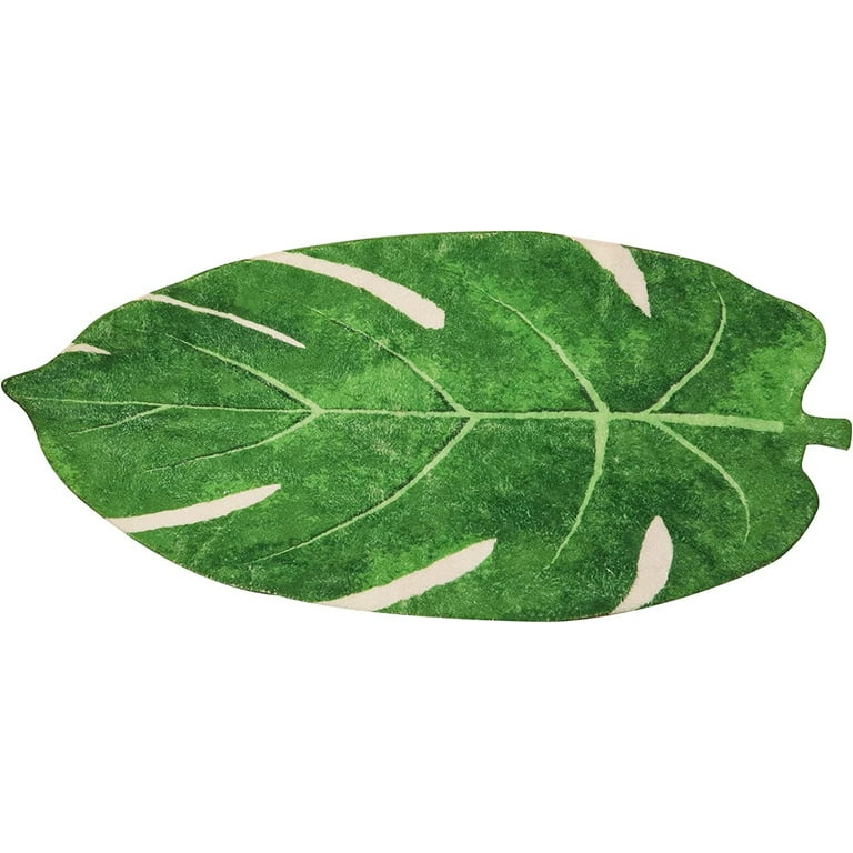 Fashionable and durable Green Leaf Runner Rug Small Bathroom Rugs 2x4.3 ft  Washable Door Mat