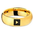 thumbnail image 2 of Tungsten Video Play Button Band Ring 7mm Men Women Comfort Fit 18k Yellow Gold Dome Polished, 2 of 4