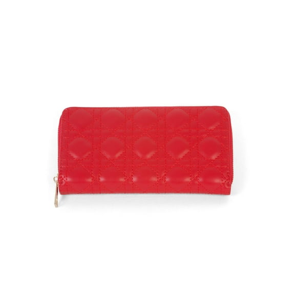 Tosca Womens Zip-Around Embossed Wallet Organizer - Red