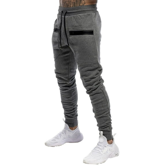 Lightweight Men's Joggers with Slim Tapered Fit, Soft Stretch Fabric, Elastic Waistband and Zipper Pockets for Running, Training, Travel or Lounging Comfort