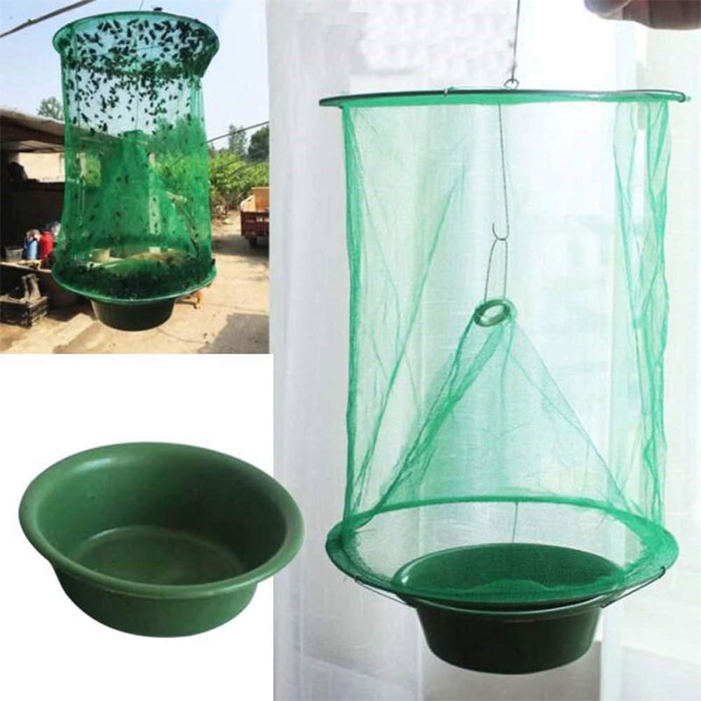 Ranch Fly Trap with Bait Tray Outdoor Hanging Reusable with Fishing Apparatus Food Bait Flay Catcher for Outdoor, Family Farms