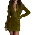 thumbnail image 2 of Western Cowgirl Dress for Women Long Sleeve Half Zip V Neck Lace Embroidered Bodycon Mini Dresses Country Concert Dress, 2 of 6