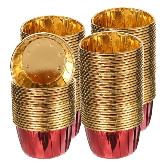 Uxcell Metallic Foil Cupcake Liners for Baking Cupcake, 150Pcs Cupcake Muffins Liners Cupcake Holders, Red