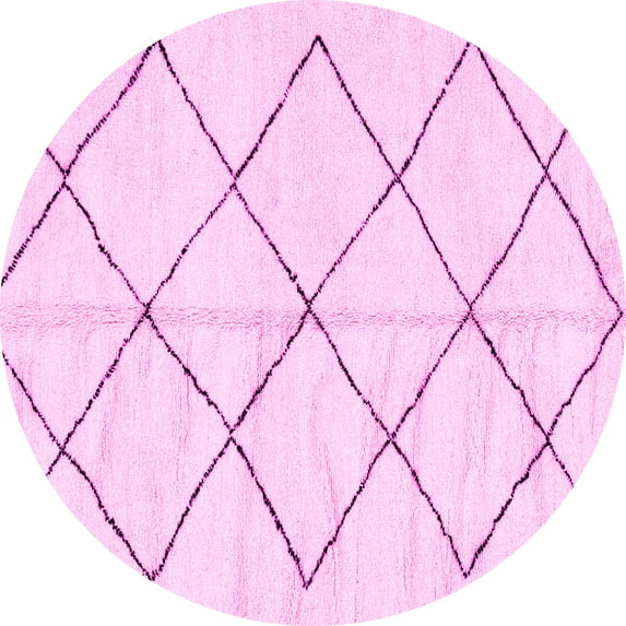 Ahgly Company Indoor Round Solid Pink Modern Area Rugs, 7' Round