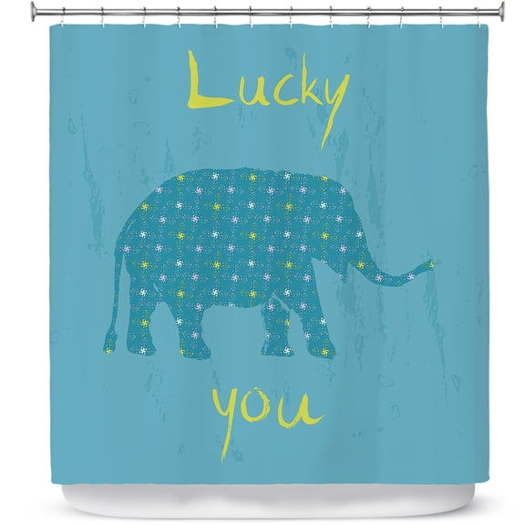 Shower Curtains 70" x 93" from DiaNoche Designs by Metka Hiti - Elephant Lucky You