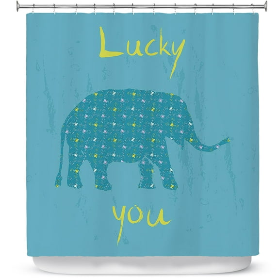 Shower Curtains 70" x 84" from DiaNoche Designs by Metka Hiti - Elephant Lucky You